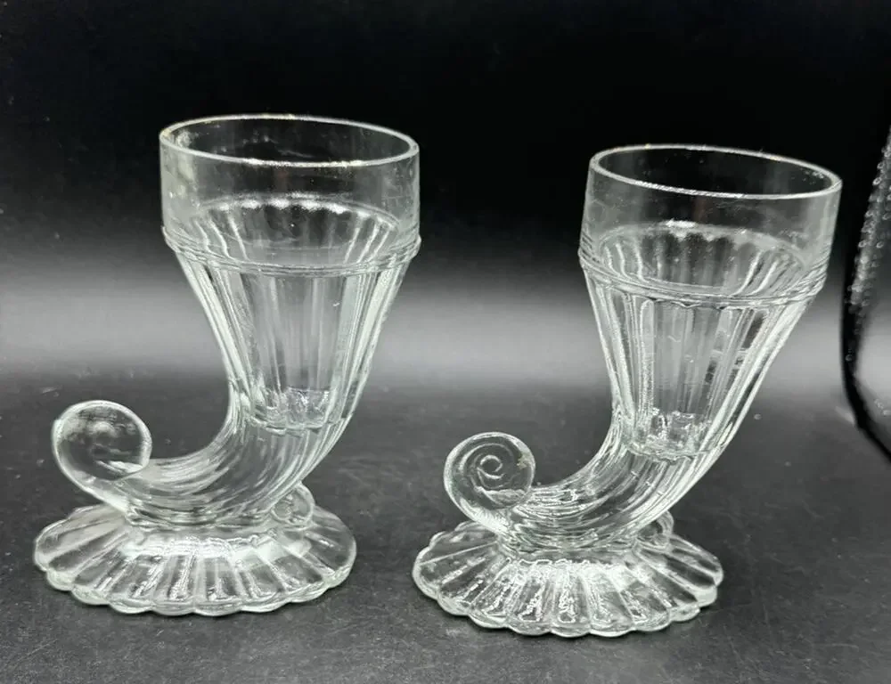 Set of 2 Jeannette Glass Cornucopia 